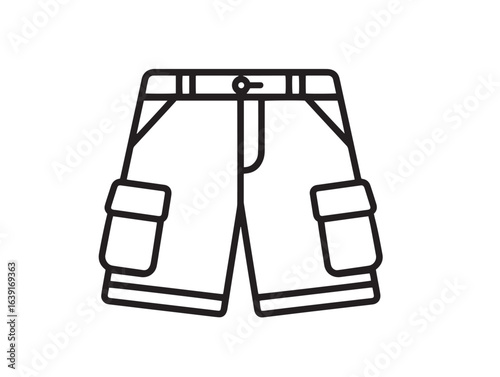 Practical Cargo Shorts Icon in Sleek Clean Vector Artwork