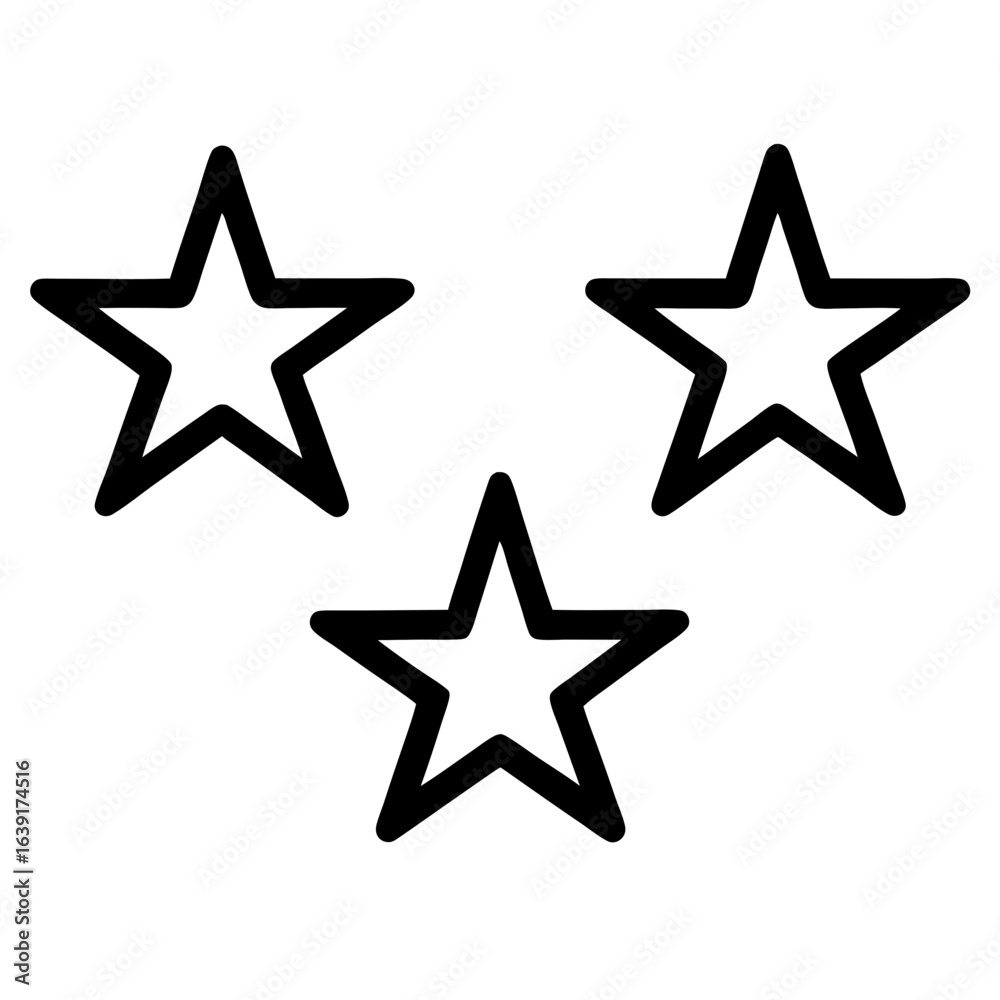 Obraz premium Three outline stars on white background