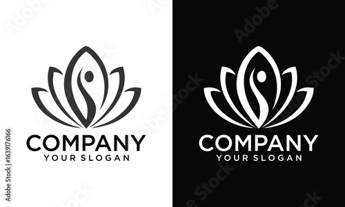 Creative Lotus icon in black outlined and solid.