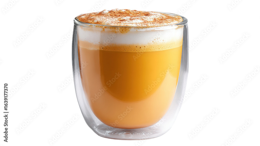 Pumpkin Spice Latte in Glass Cup with Froth Topping Pumpkin Spice Latte in Glass Cup with Froth Topping