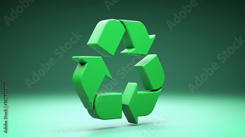 Wallpaper Mural Green Recycle Symbol on Dark Green Gradient Background Representing Environmental Sustainability and Conservation Efforts Torontodigital.ca