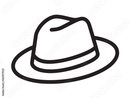 Elegant fedora hat icon in clean minimal fashion vector format