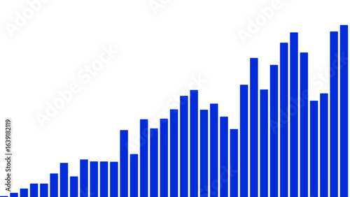 Blue bar chart graph diagram statistical data analysis information presentation visualization report growth