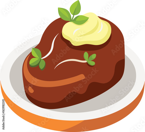 Beef steak with mashed potato on white background