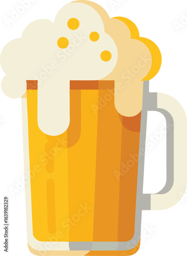 Pint of beer with frothy head illustration