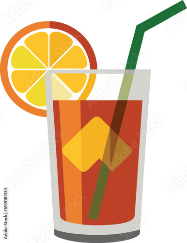 Refreshing iced tea with lemon wedge