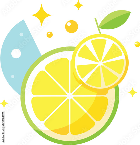 Refreshing sparkling water with lemon slices