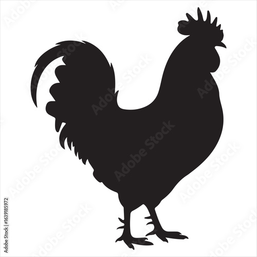 Silhouette Rooster Clipart – Black Chicken Farm Animal Vector Design