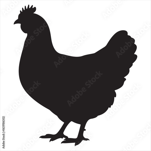 Silhouette Rooster Clipart – Black Chicken Farm Animal Vector Design
