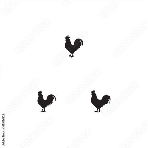 Silhouette Rooster Clipart – Black Chicken Farm Animal Vector Design