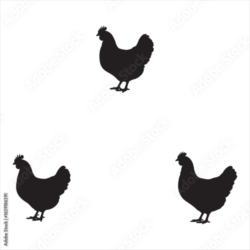 Silhouette Rooster Clipart – Black Chicken Farm Animal Vector Design