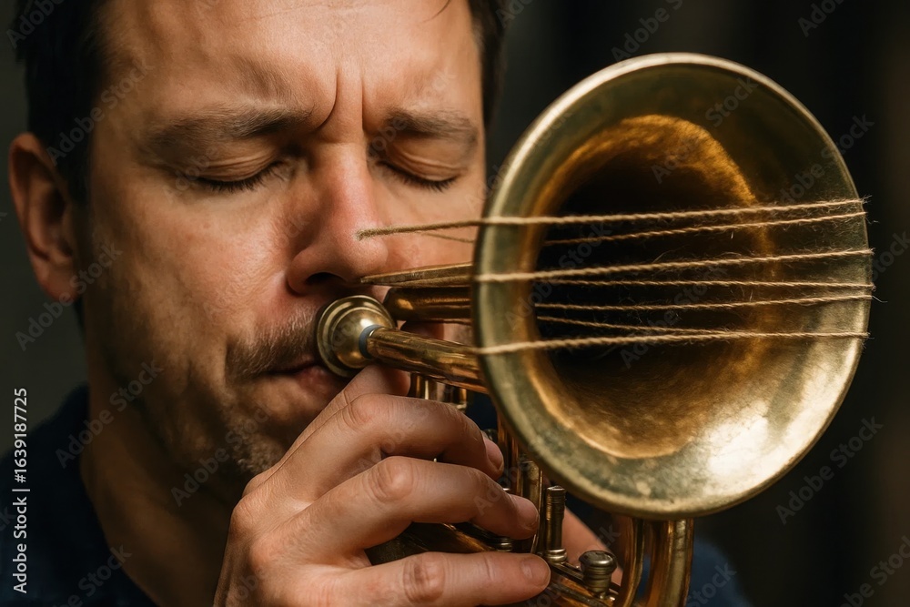 Obraz premium A Soloist's Passionate Performance on the French Horn