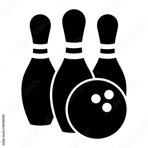 Black bowling pins and ball sport game