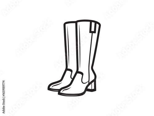 Elegant tall boots footwear design in clean vector