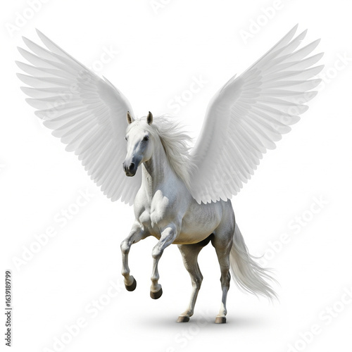 Hourse with white wing animal mammal horse, isolated on a white background