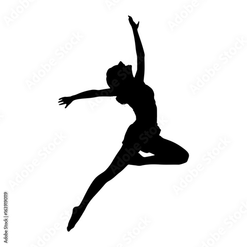 silhouette of a young woman jumping