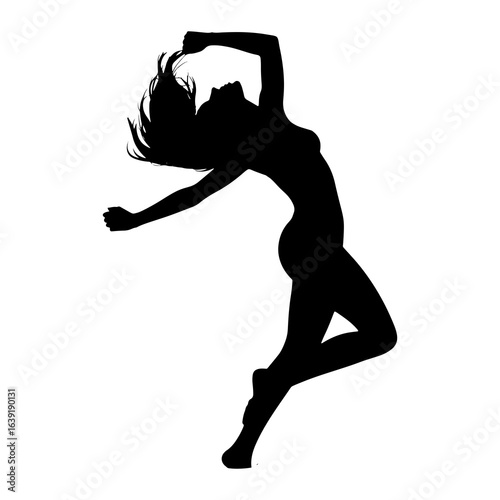 Silhouette of a dancing woman with flowing hair dancer