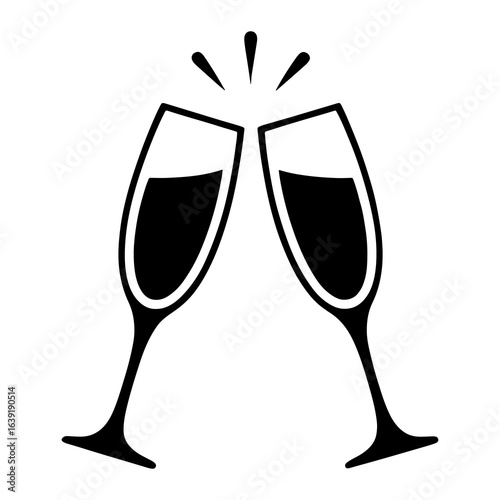 Two champagne glasses clinking celebration toast