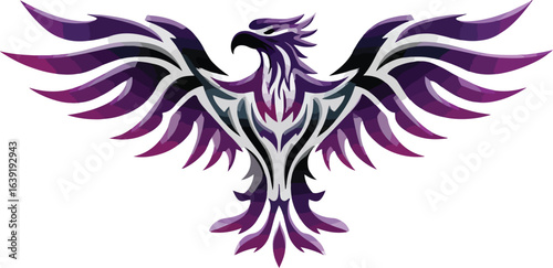Colorful purple polygonal eagle graphic