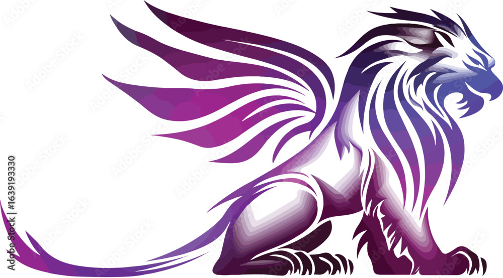 Fototapeta premium Colorful winged lion creature design