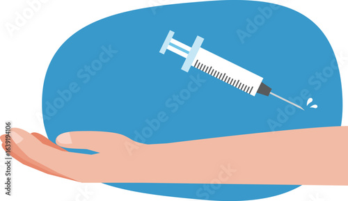 注射器と腕のイラスト