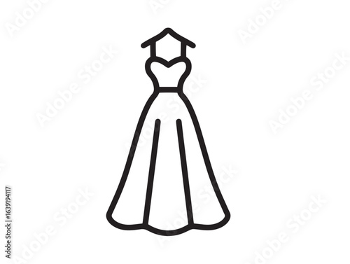 Elegant maxi dress icon in clean minimal vector style