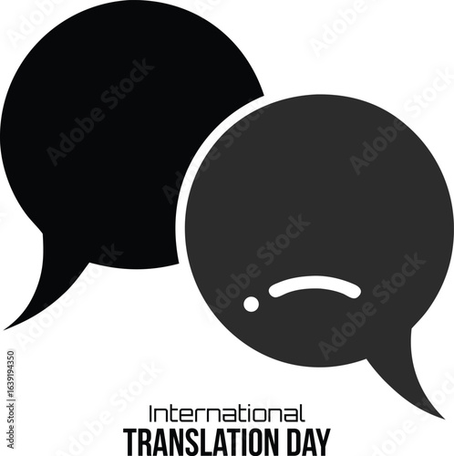 Two speech bubbles silhouette representing translation conversation isolated on white background