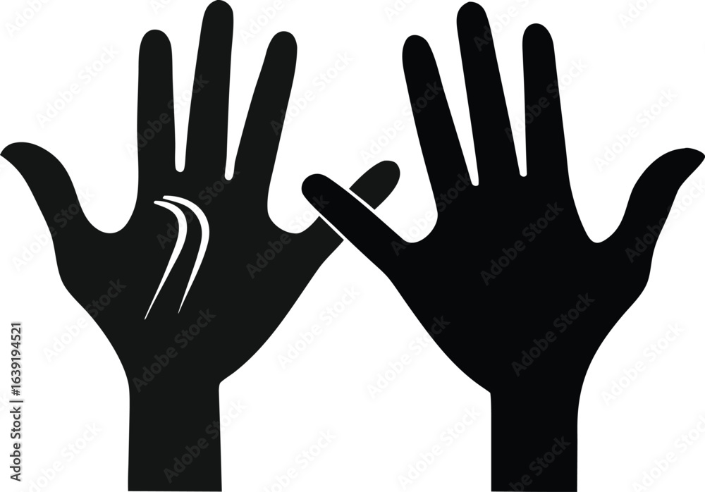 Fototapeta premium Two open hands silhouette isolated on white background