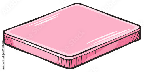 Pink Isometric Sponge Block - Hand Drawn, Cartoon Style Texture, Illustration