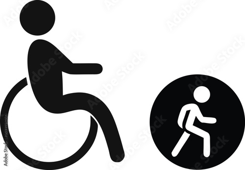 Accessible path symbol with person in wheelchair silhouette isolated on white background