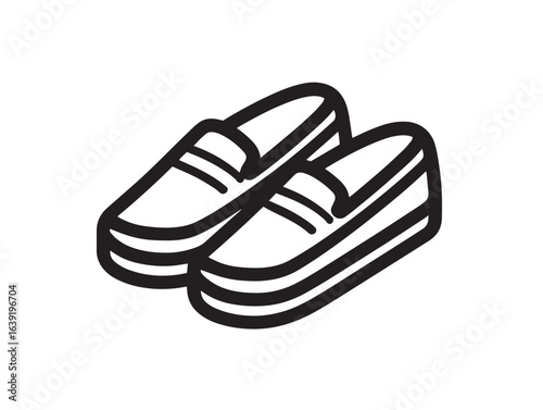 Elegant moccasins shoe icon in clean stylish vector line art