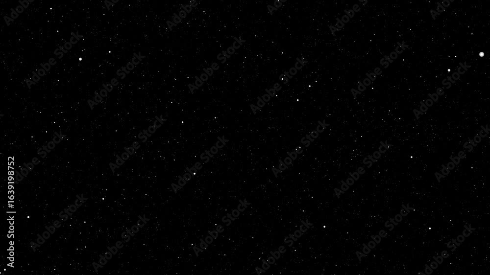 Abstract bokeh of dust particles floating in the air on black background. Slow motion. Abstract animated overlay effect of white particles flying. Loop animation. 4k footage