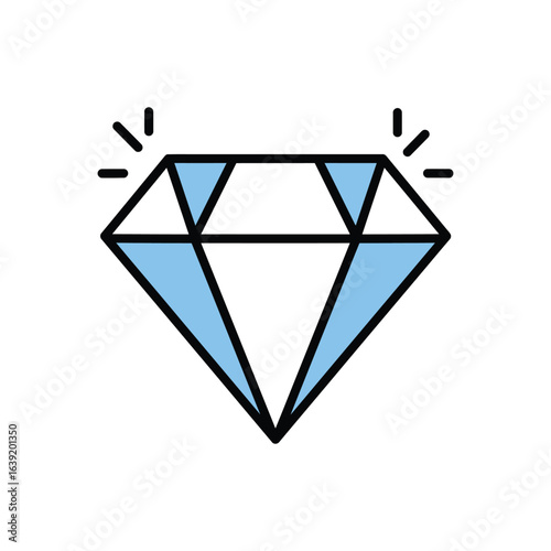 Simple Light Blue Diamond Gem Icon Illustration