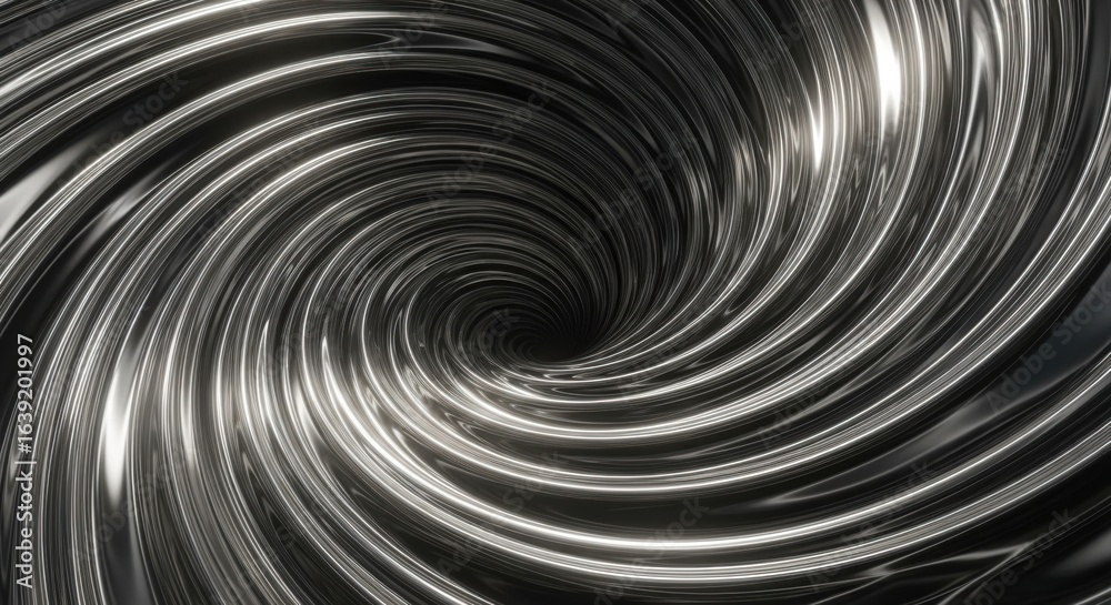 Obraz premium Abstract Metallic Swirl Pattern with Silver and Black Tones for Futuristic Design