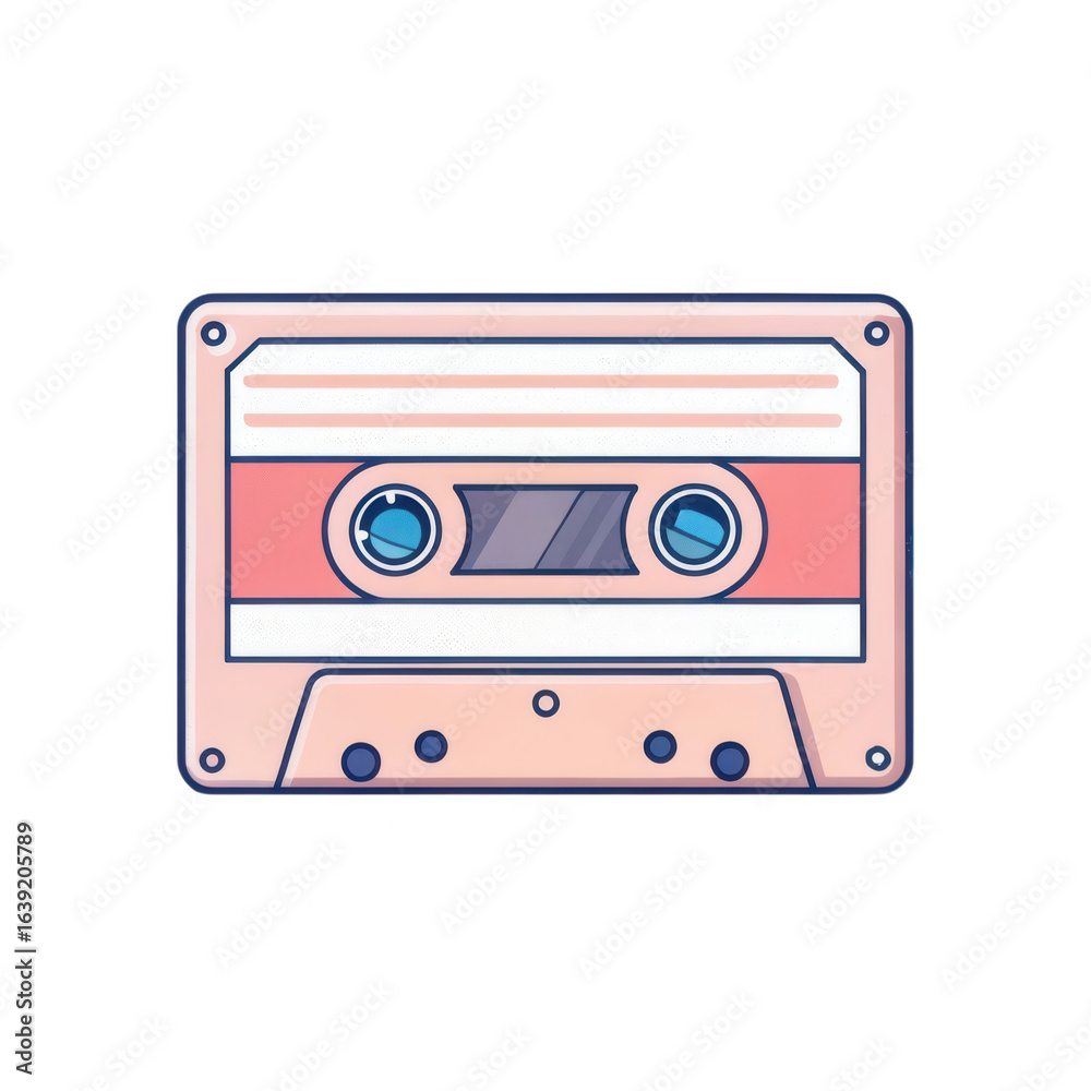 Obraz premium Retro cassette tape music audio recording isolated on transparent background