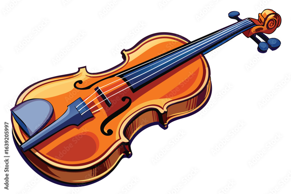 Fototapeta premium Illustration of a Golden-Hued Violin with Blue Accents, Representing Classical Music and Artistic Expression in a Detailed and Stylized Depiction