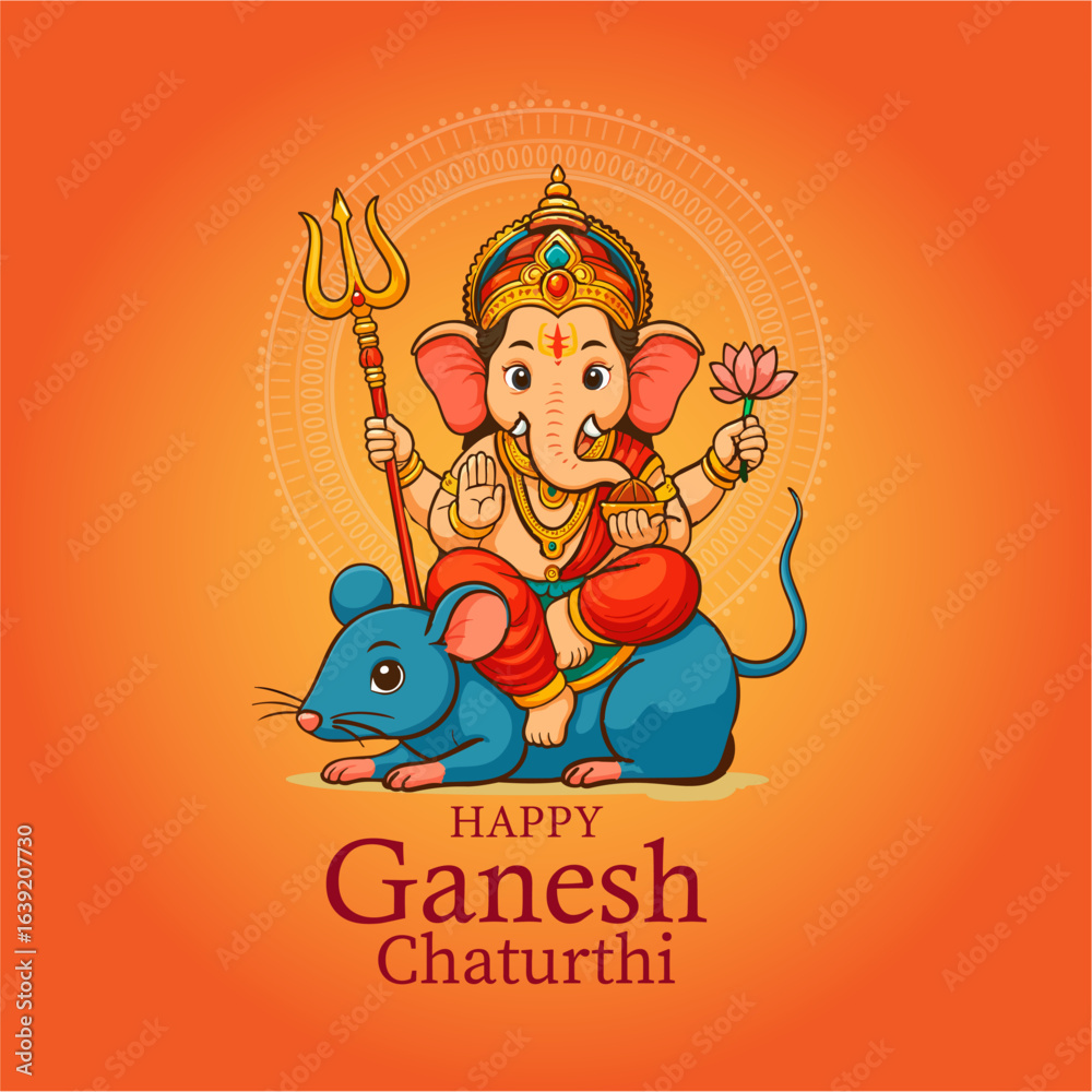 Naklejka premium Lord Ganpati on Ganesh Chaturthi background. abstract vector illustration design background. Ganesh Chaturthi social media banner design with Lord Ganesh Vector