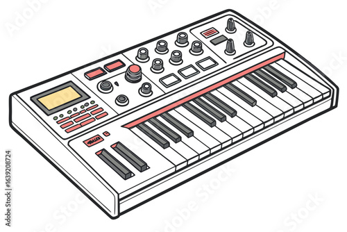 Vibrant Isometric Keyboard Illustration A Colorful Musical Instrument Perfect for Design Projects and Creative Visuals