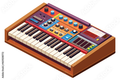Vibrant Isometric Keyboard Illustration A Colorful Musical Instrument Perfect for Design Projects and Creative Visuals