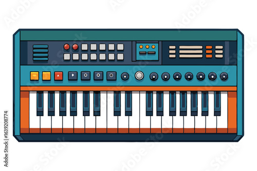 Vibrant Isometric Keyboard Illustration A Colorful Musical Instrument Perfect for Design Projects and Creative Visuals