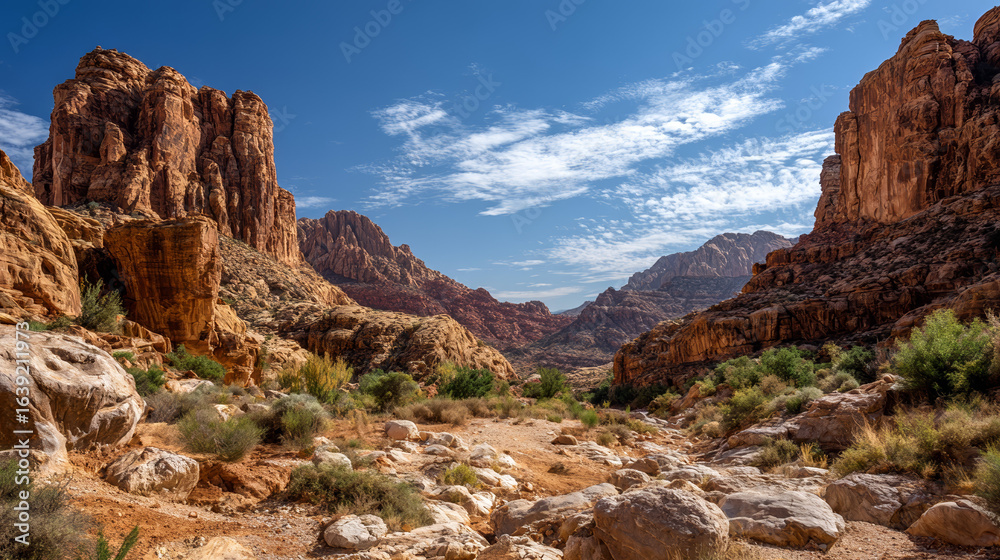 Fototapeta premium Stunning Canyon Landscape Exploring the Beauty of Moroccan Rock Formations in a Natural Gorge