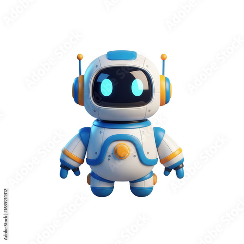 Adorable Cartoon Robot Character Design Isolated On A Transparent Background