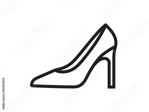 Fashionable high heel stilettos footwear vector illustration in outline