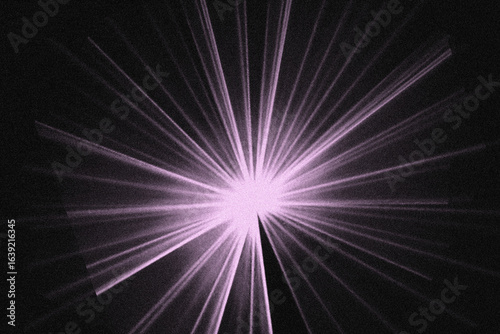 Abstract glowing purple light burst emanating from a central point against a dark background