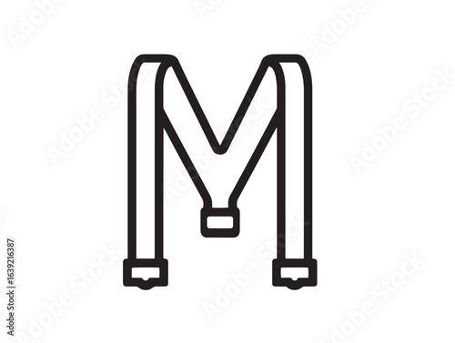 Minimal suspenders drawing icon in elegant line art format