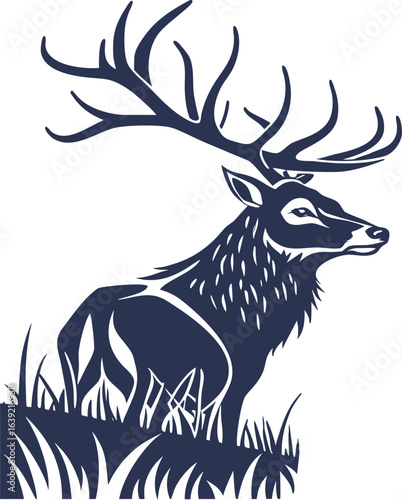 Deer's  face with Jungle environment design vector with white background