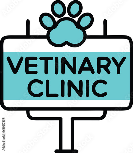 Veterinary Clinic Sign With Paw Print