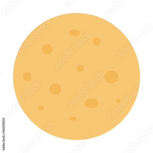 Flat vector illustration of a round yellow cleaning sponge, used for washing dishes, scrubbing surfaces, and general cleaning tasks.