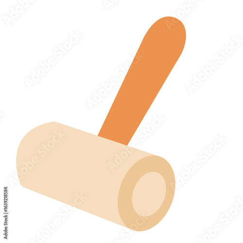 Flat vector illustration of a lint roller with orange handle, used for removing lint, dust, and pet hair from clothes.