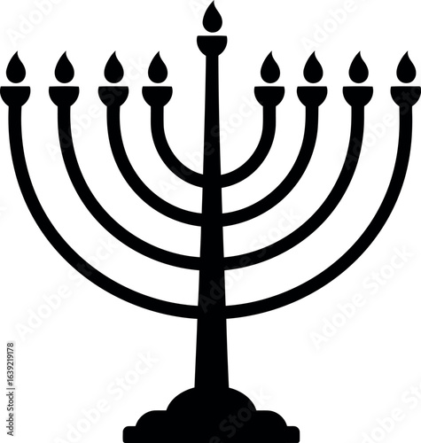 Hanukkah menorah silhouette jewish holiday candle holder